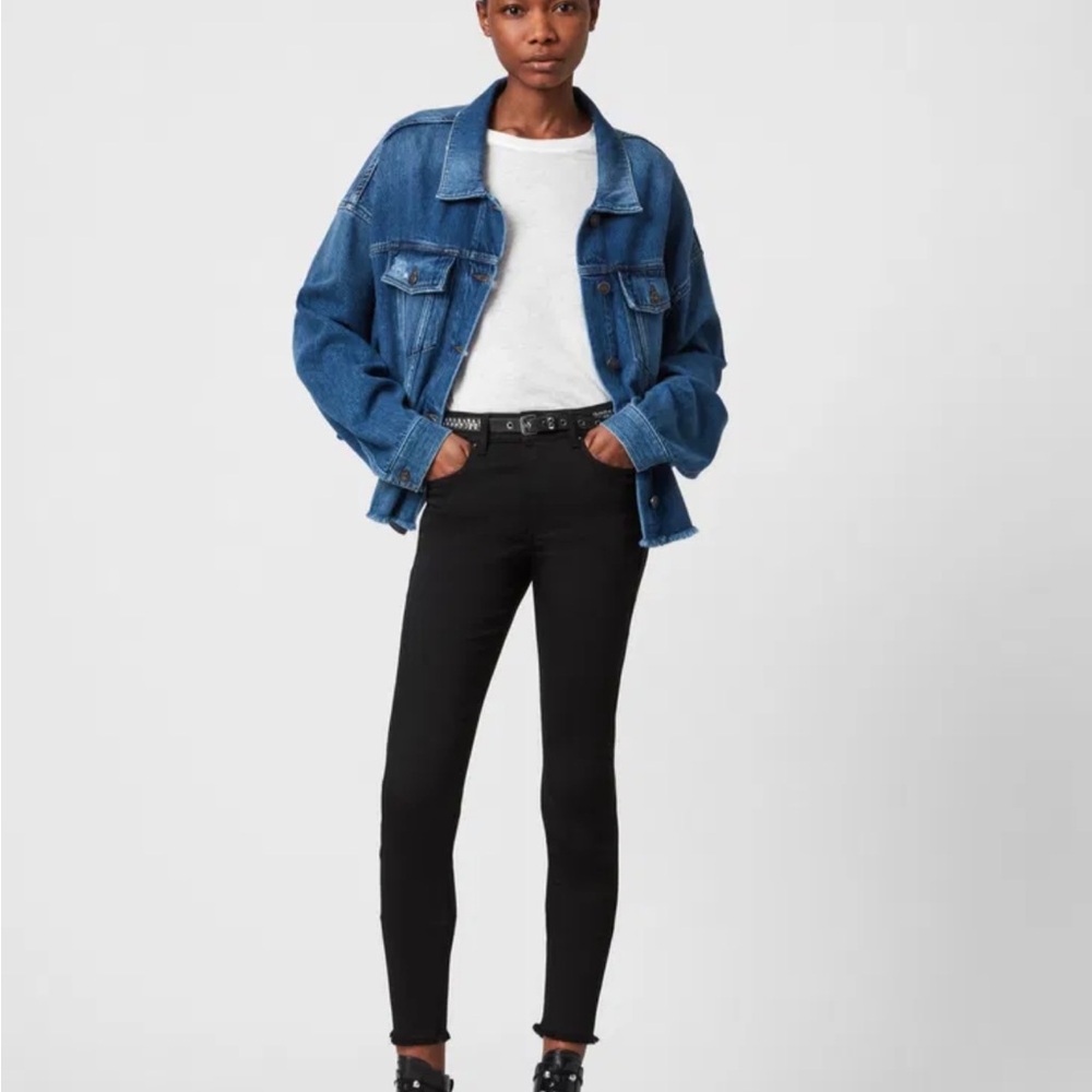 All Saints Women's Blue Jean Denim Jacket - Picture 2 of 9